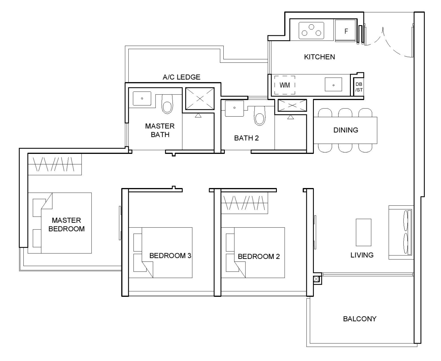 stirling residences smallest 3 bedroom