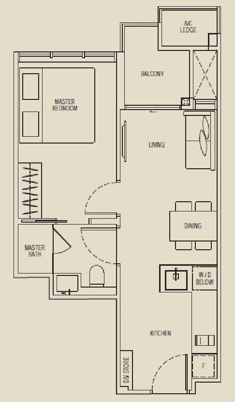 hill house 1 bedroom floor plan