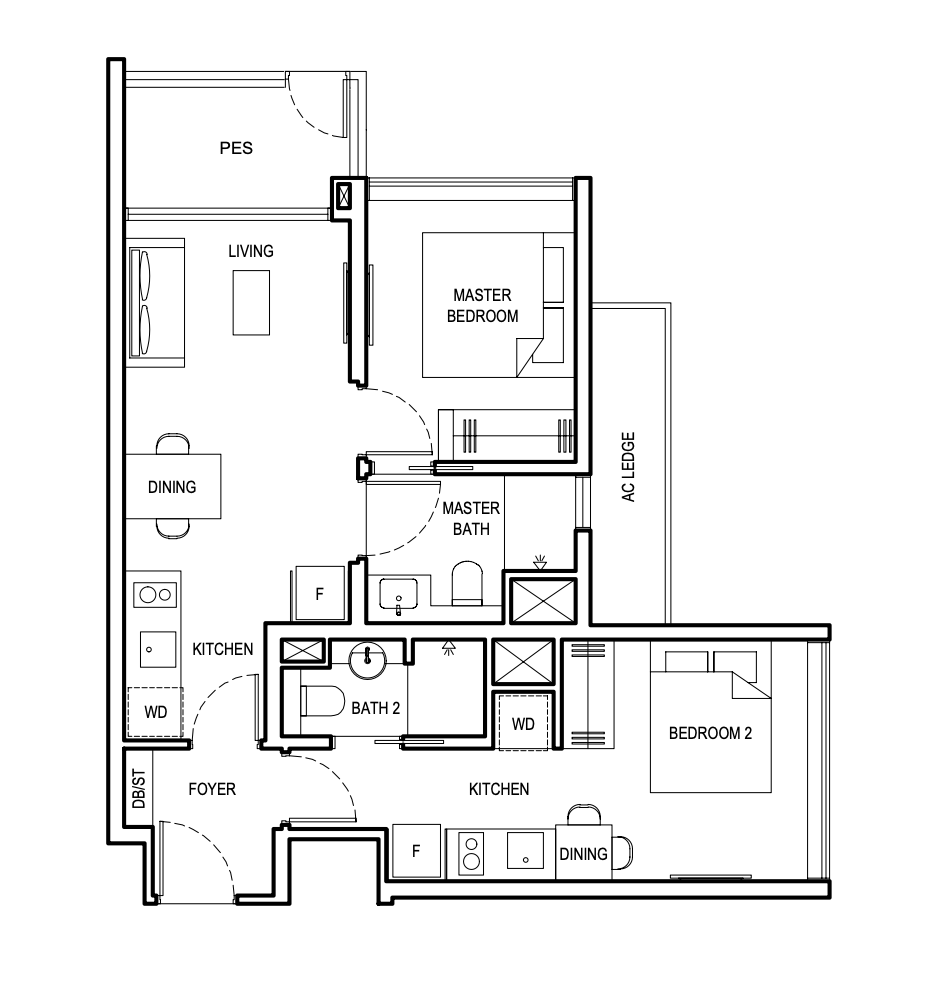 grand dunman 2 bedroom dualkey floorplan