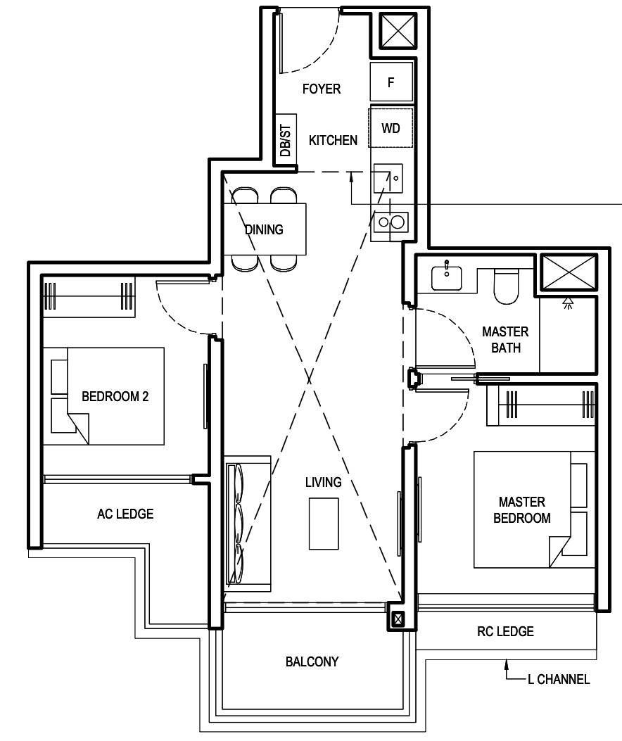 Grand Dunman 2 Bedroom Floor plan