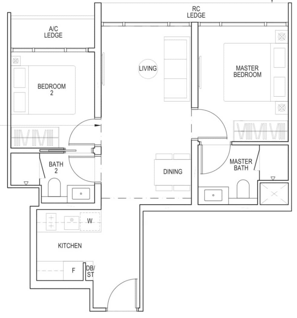 Piccadilly Grand 2 Bedroom 646 sqft
