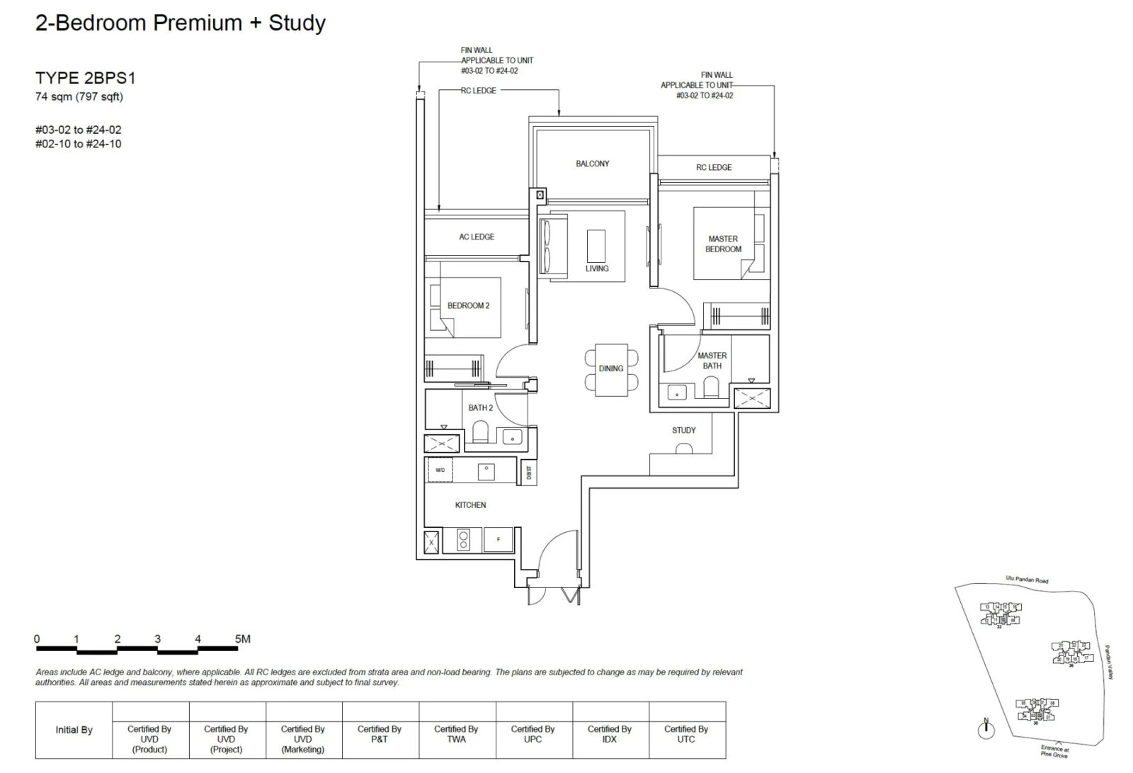 pinetree hill 2 bedroom study 1 layout