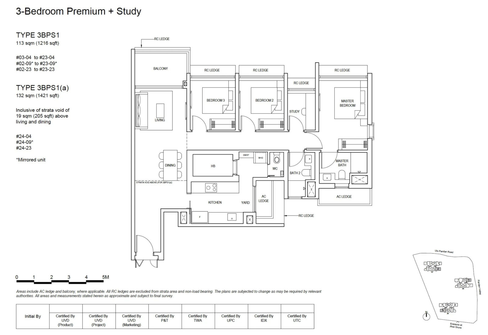 pinetree hill 3 bedroom study layout