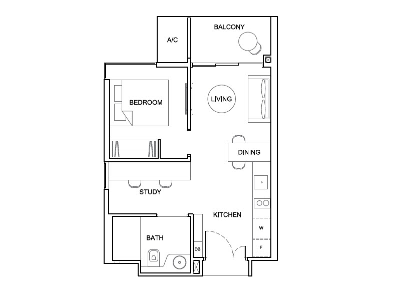 1 Bedroom Study