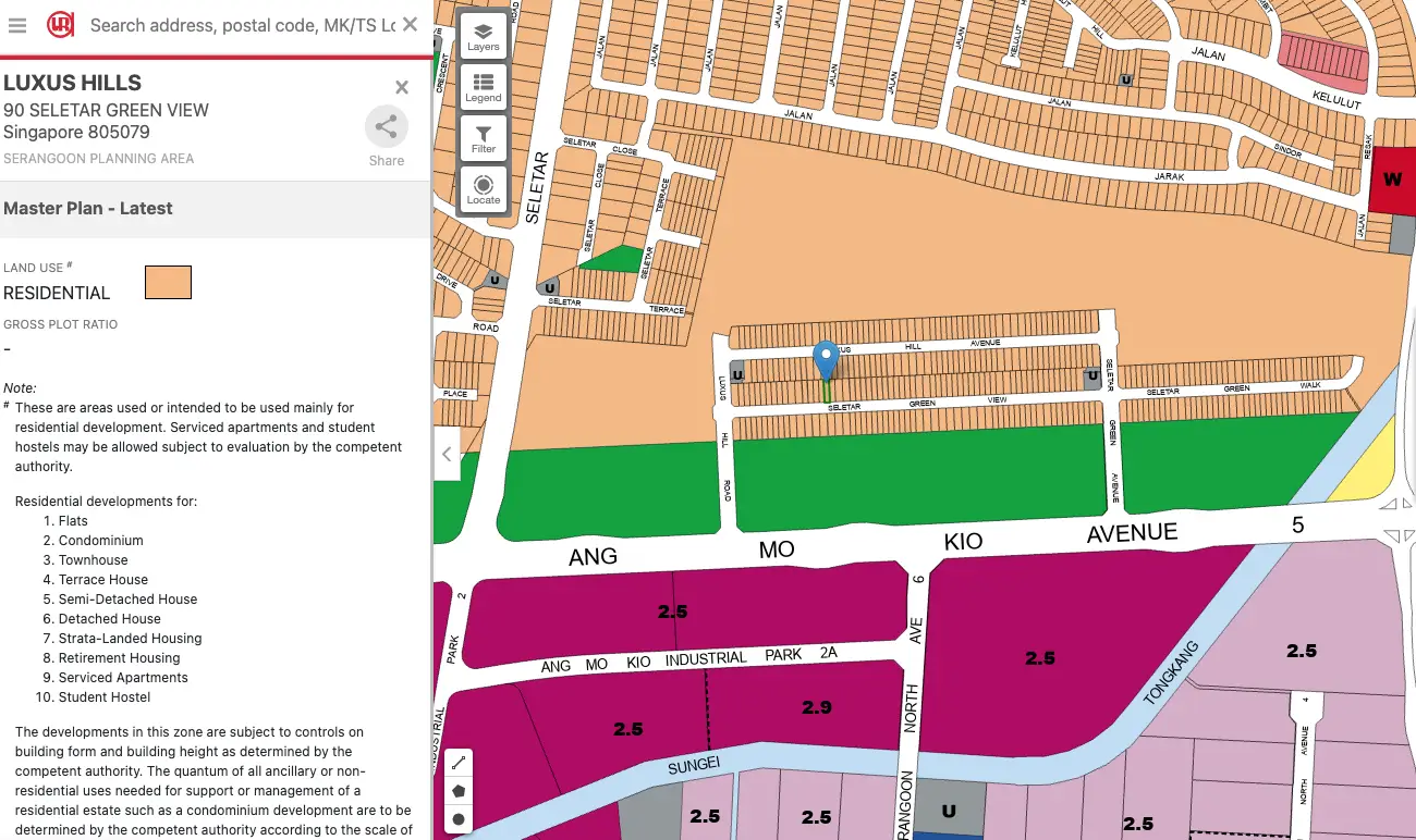 Map Area Luxus Hills Landed Estate 2