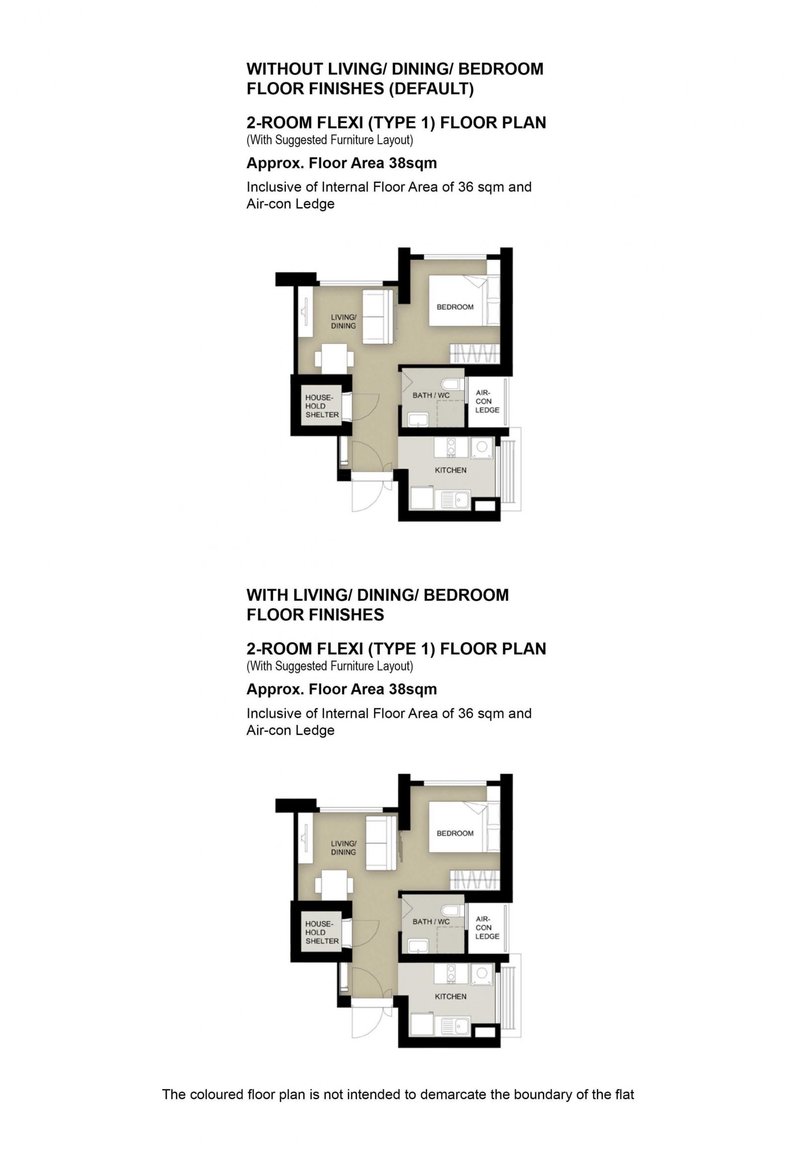 Tanjong Rhu Riverfront I II 2 Room Flexi Type 1 Floor Plan