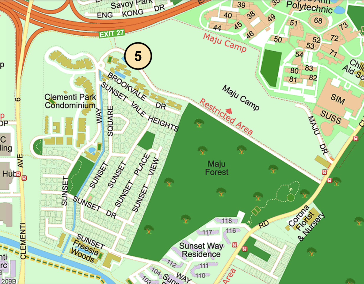 Map of Ki Residences next to Maju Forest