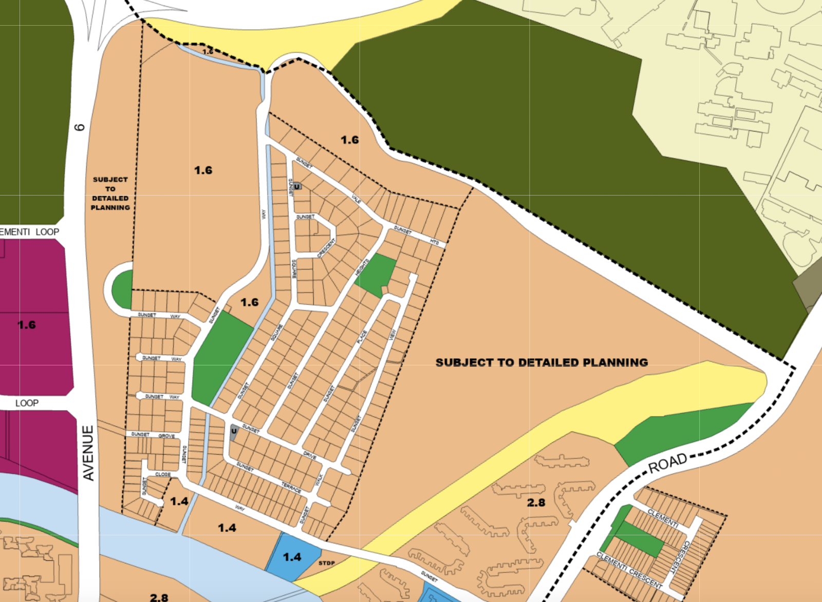 URA Master Plan zoning around Ki Residences and the Sunset Way estate