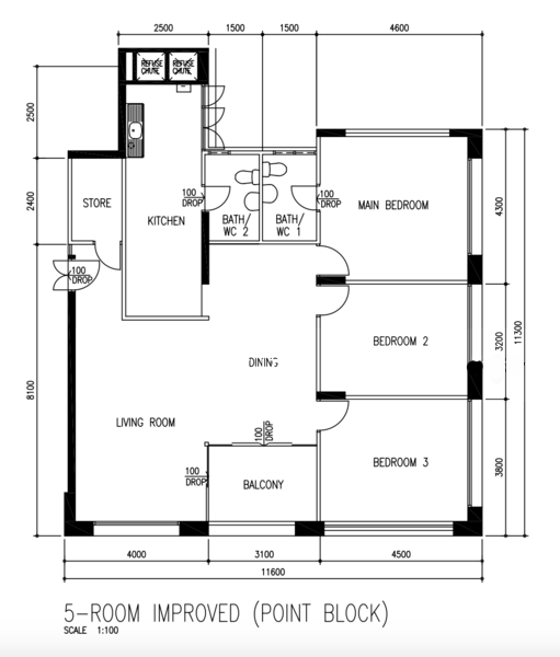 5 room improved point block 102 Bishan Street 12