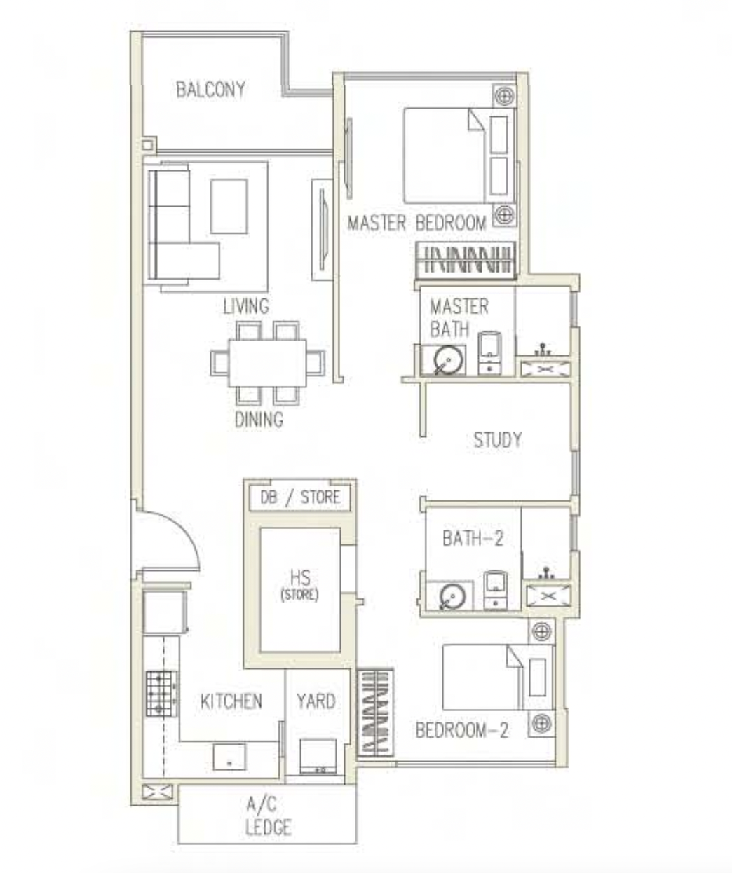 canberra residences 3 bedroom floorplan