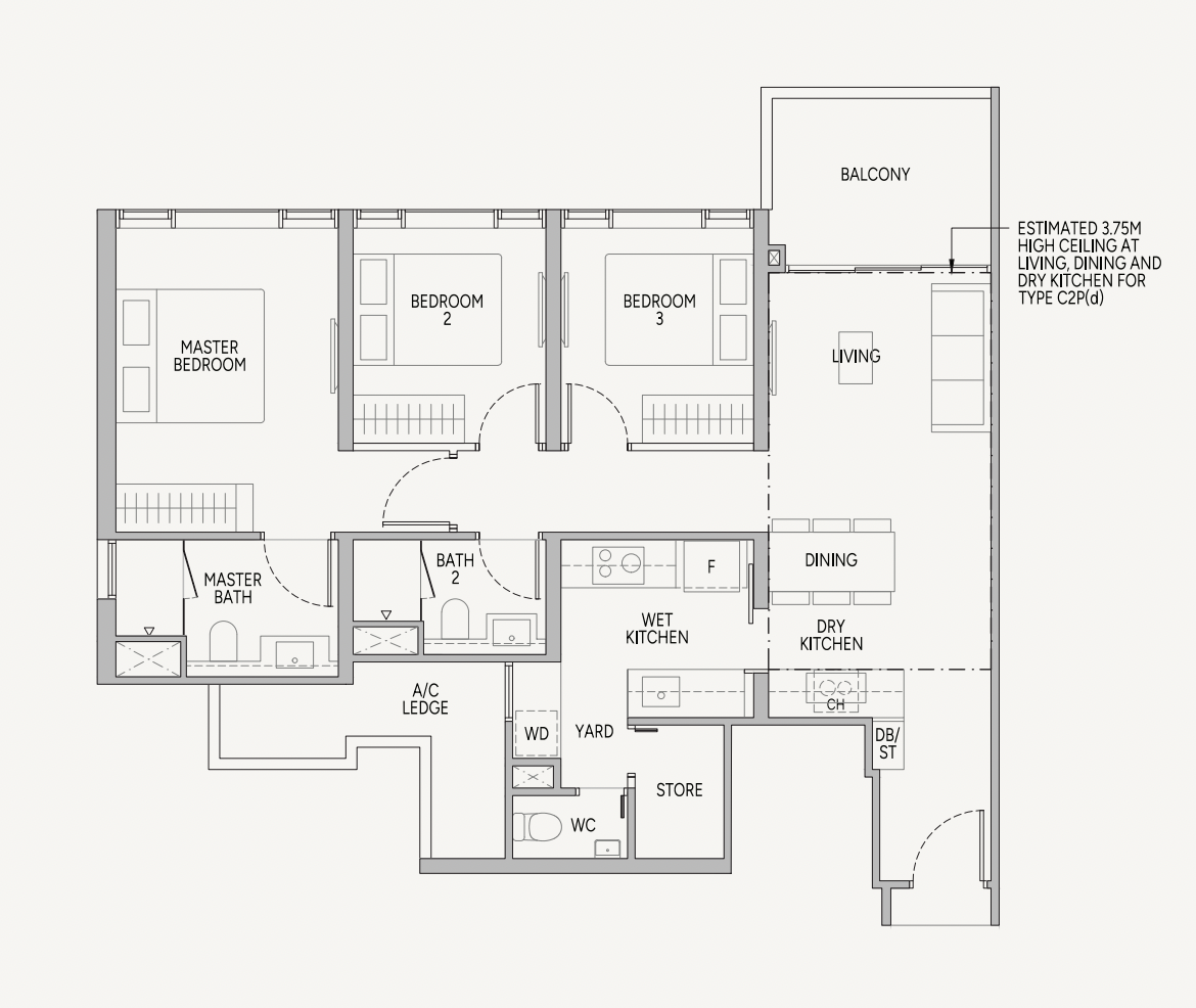 union square residences 3 bedroom floorplan