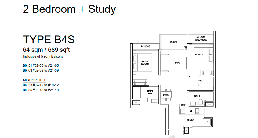 25a. Emerald of Katong 2Bedroom + Study Layout