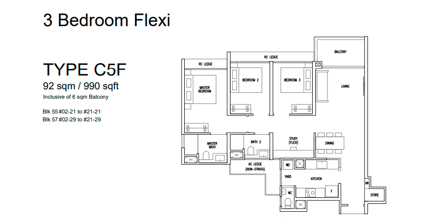 36. Emerald of Katong 3 Bedroom Flexi Layout