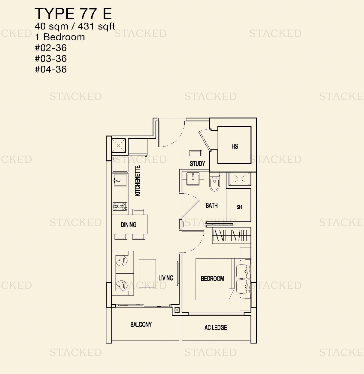 parc rosewood one bedder