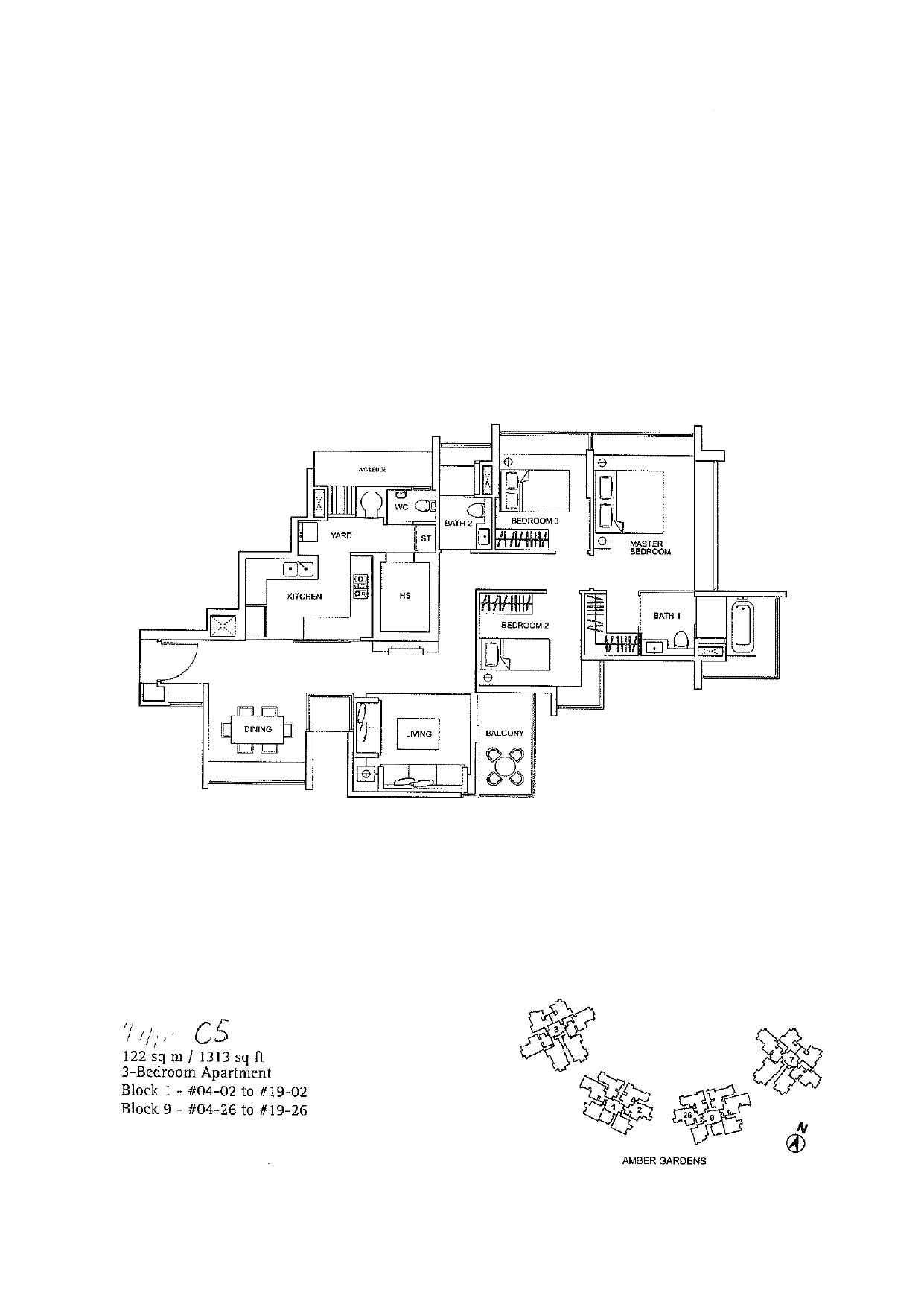 One Amber 3 bedroom floor plan 7