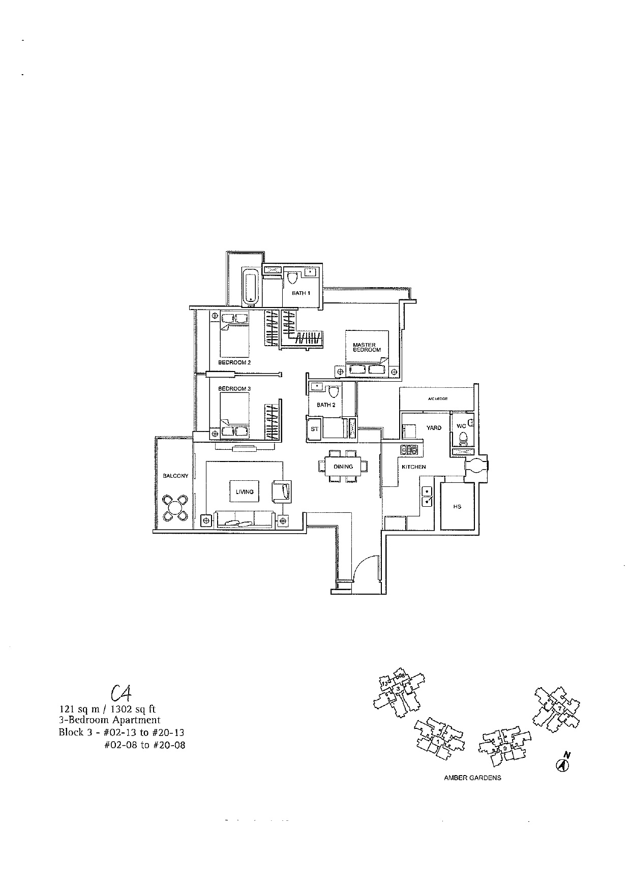 One Amber 3 bedroom floor plan 6