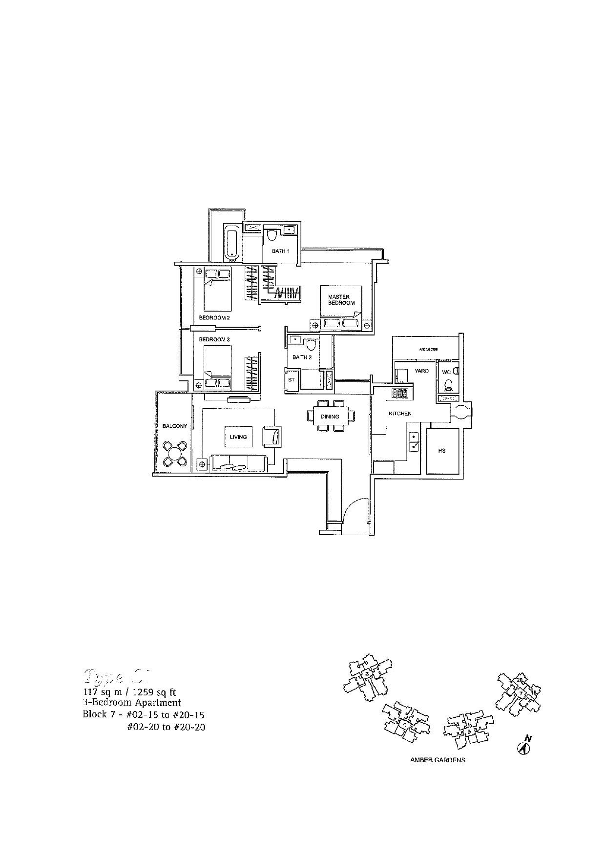 One Amber 3 bedroom floor plan 3