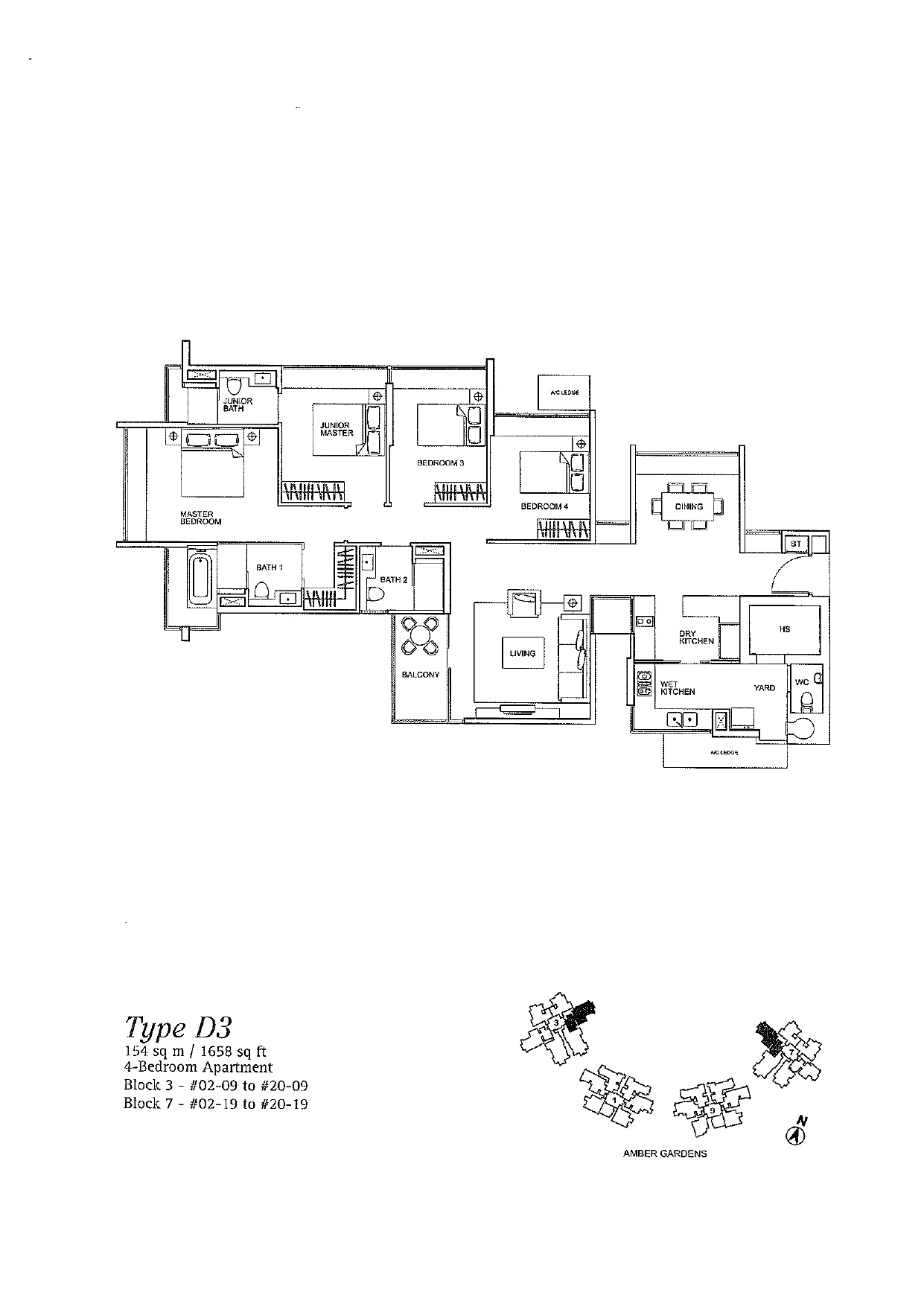 One Amber 4 bedroom floor plan 3