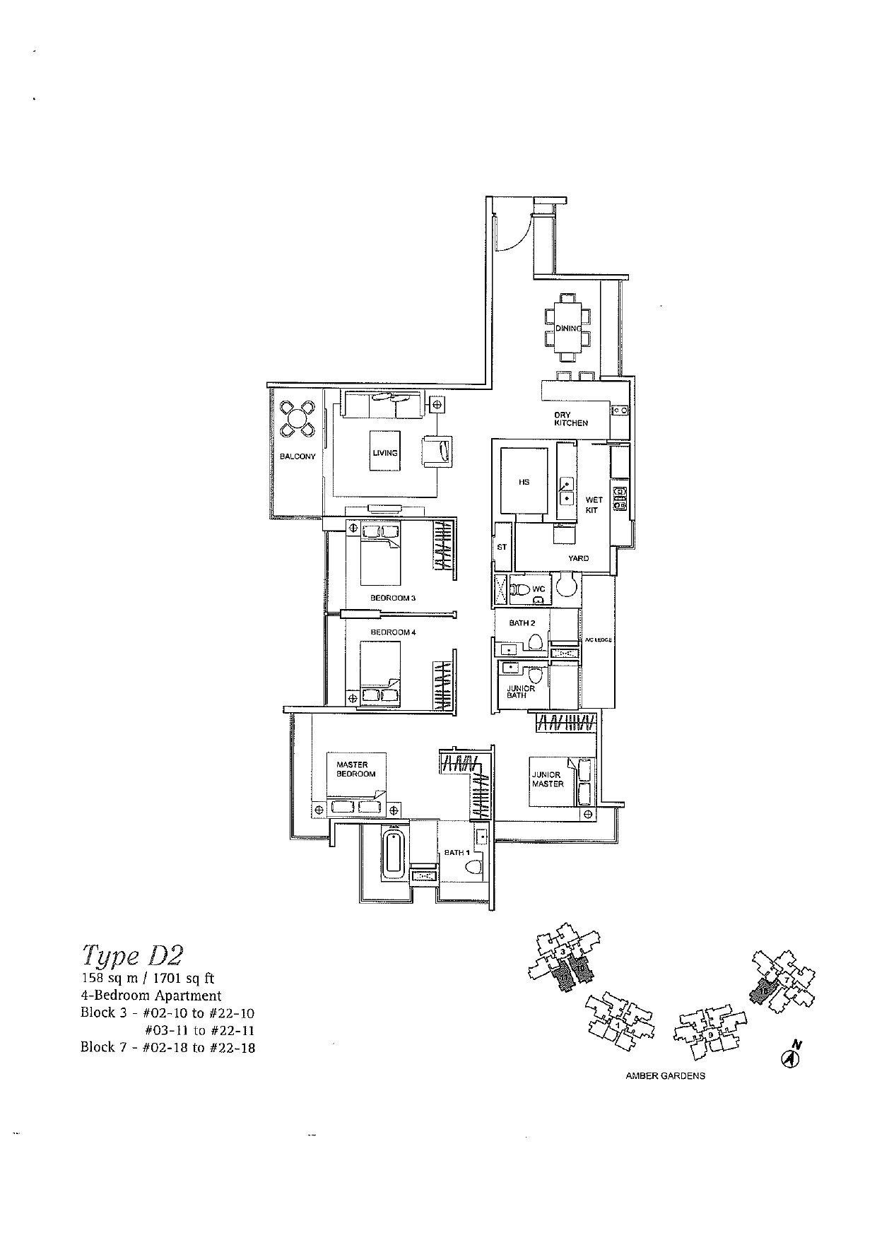 One Amber 4 bedroom floor plan 2