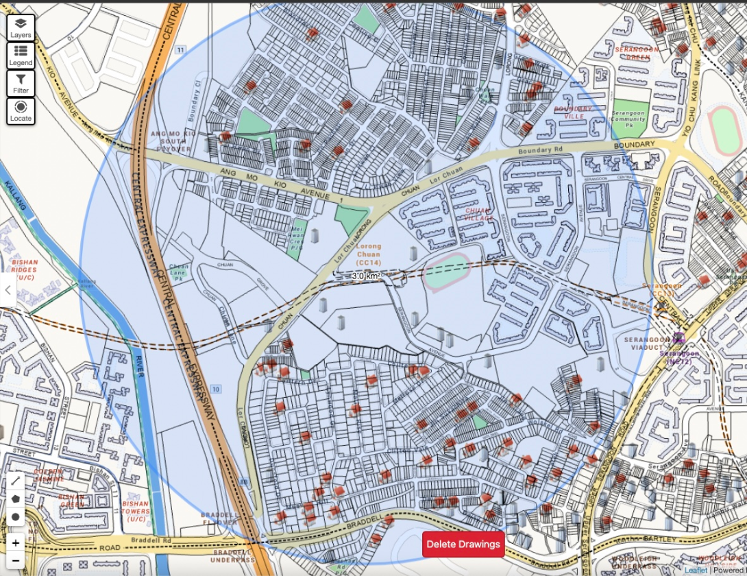 Map of landed homes within the area around Chuan Park