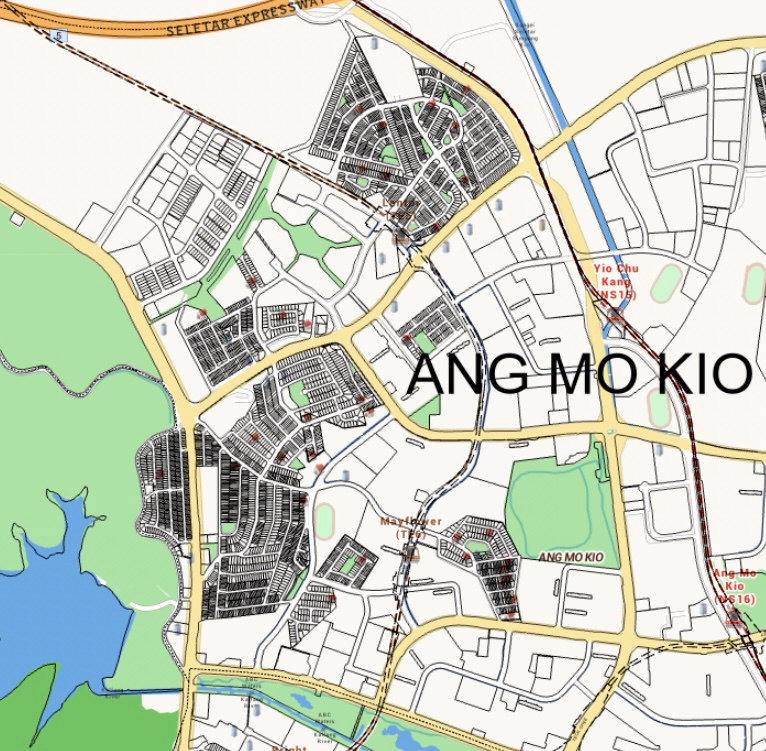Map of landed home clusters in Ang Mo Kio