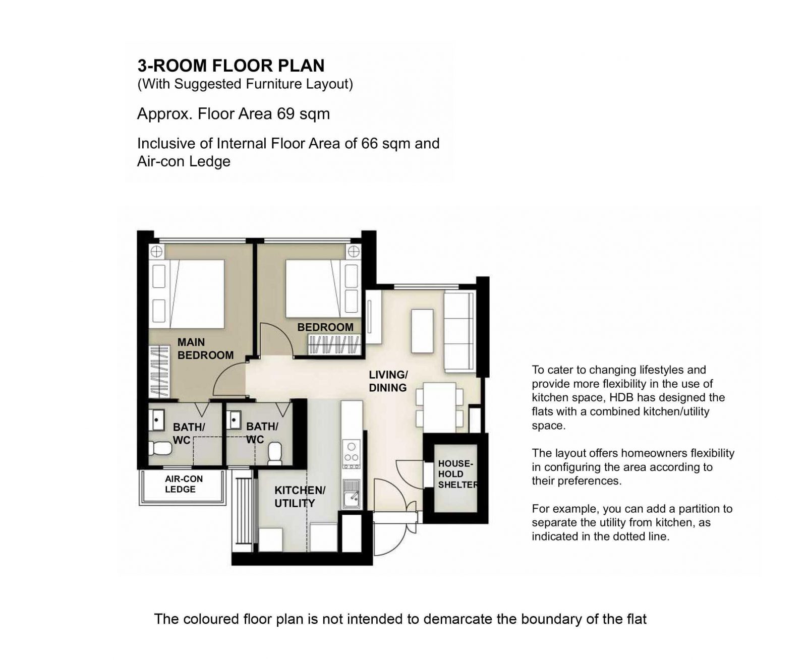 Woodlands North Verge 3 Room Floor Plan