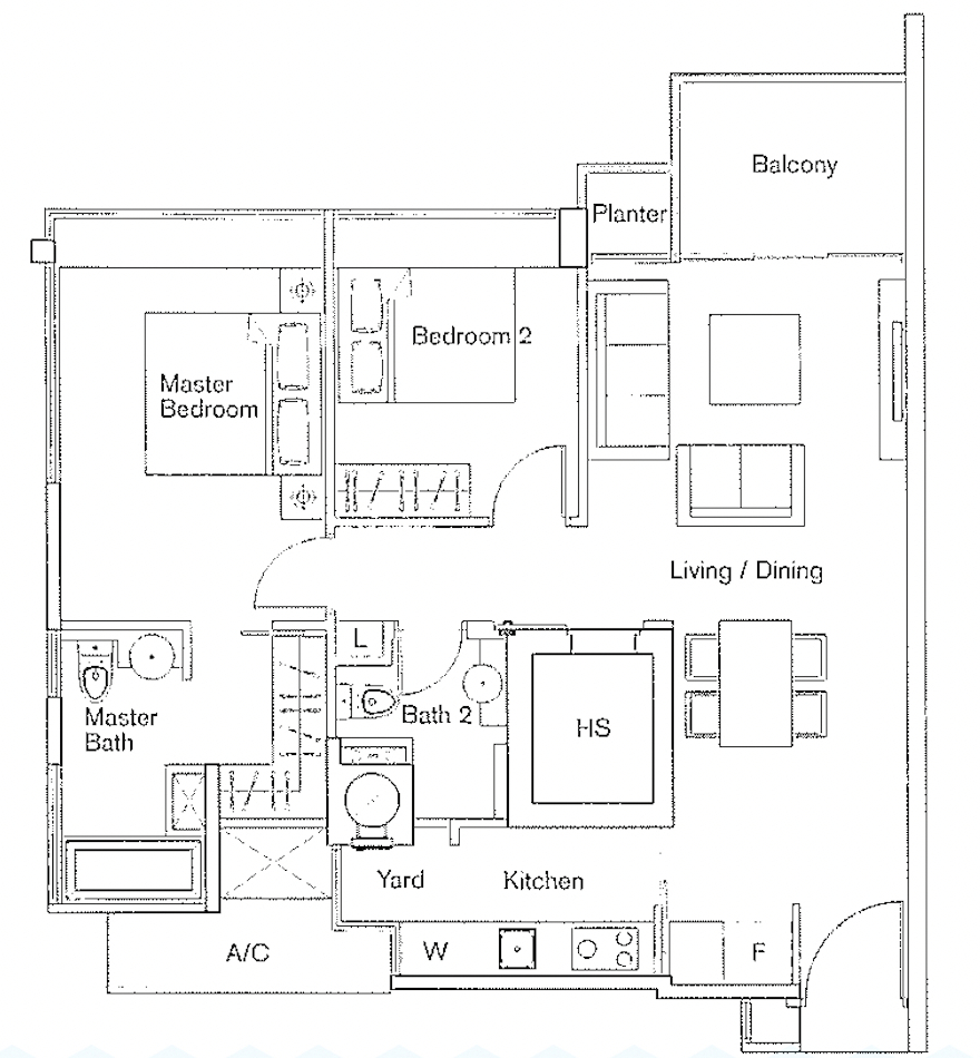 casa merah 2 bedder floorplan