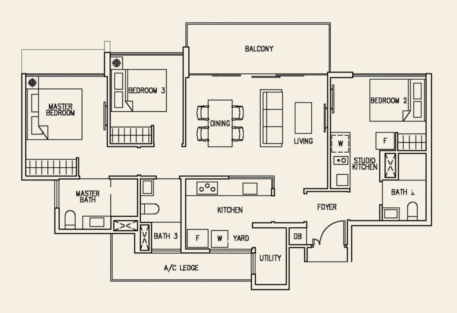 1200 sq. ft. three bedder dual key unit in Punggol