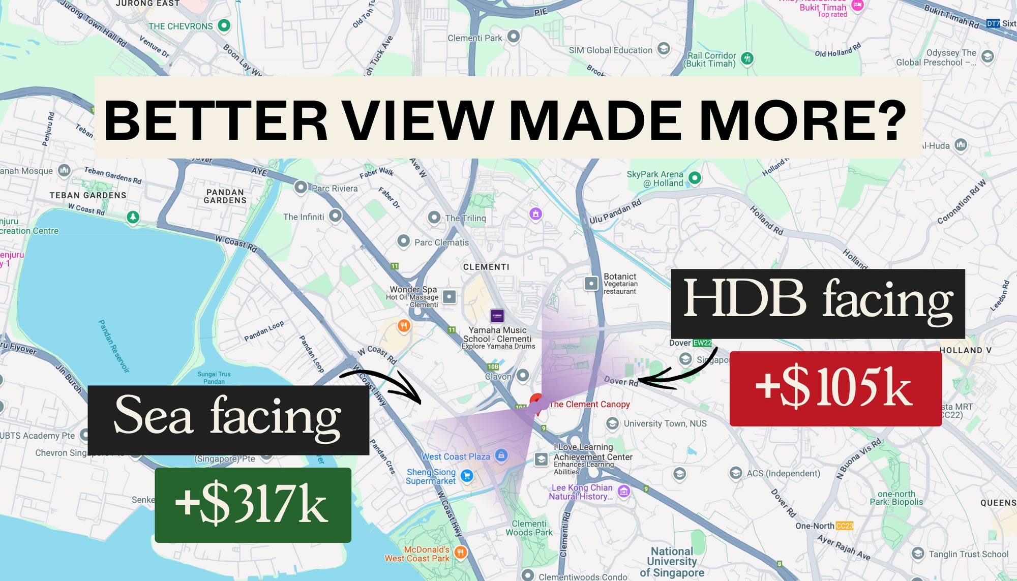Different views and the effect on pricing The Clement Canopy