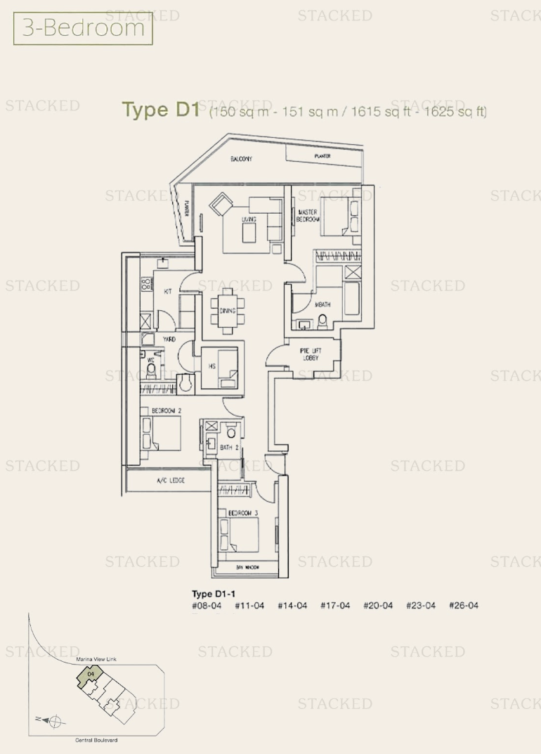 Marina Bay Suites 1615 sqft