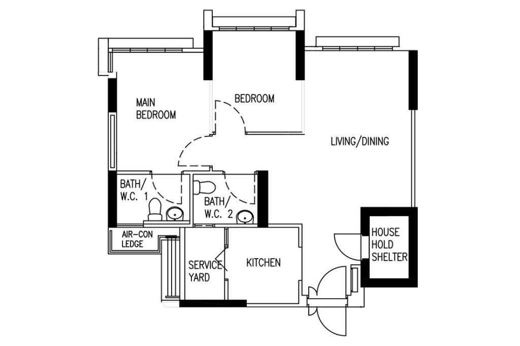 The 3 room Flat (710 sqft)