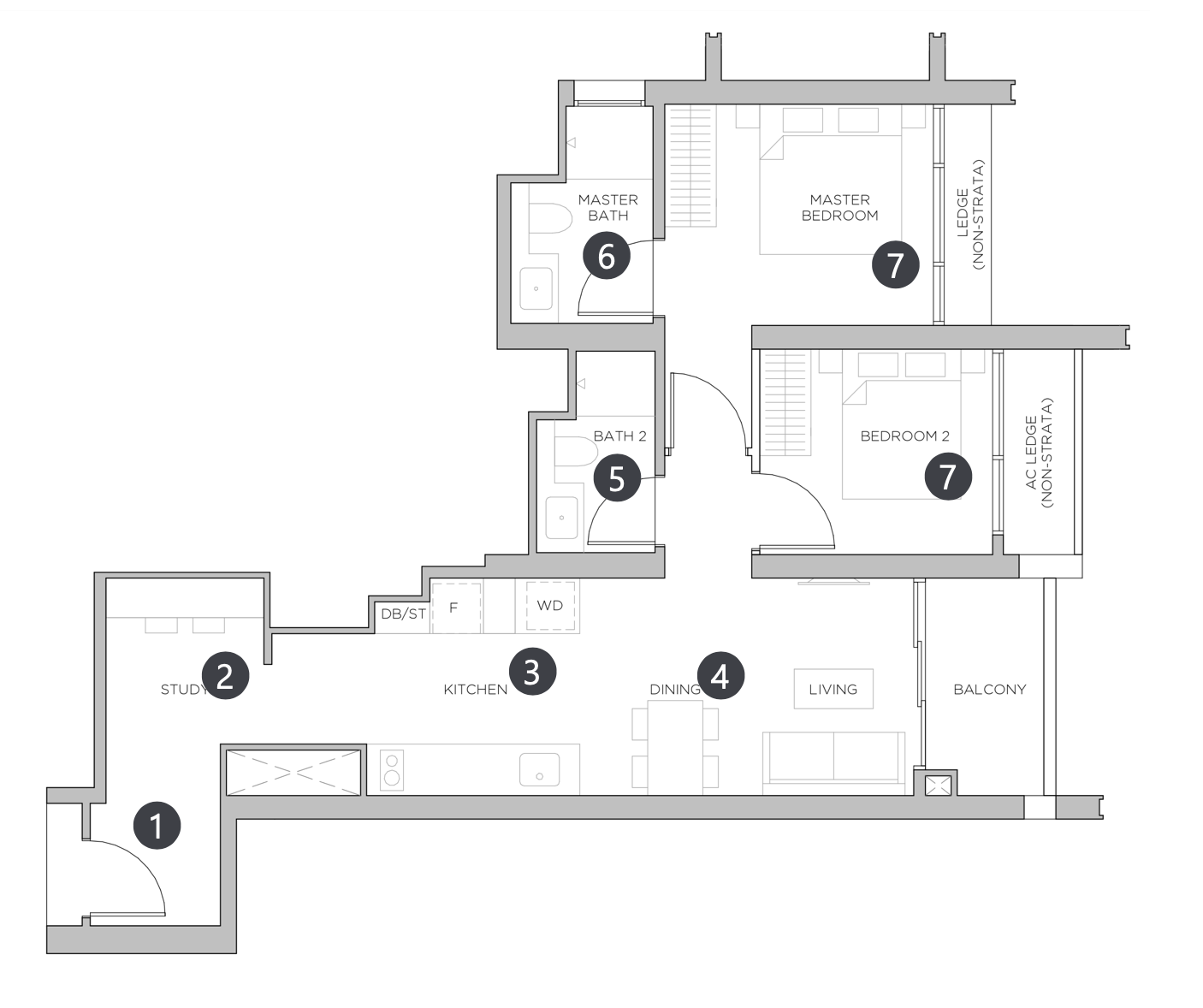 promenade peak 2 bedroom floorplan
