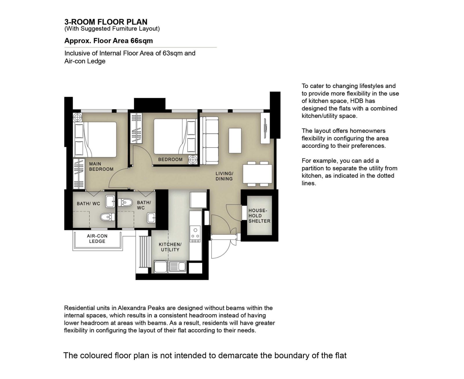 alexandra peaks 3 room flat