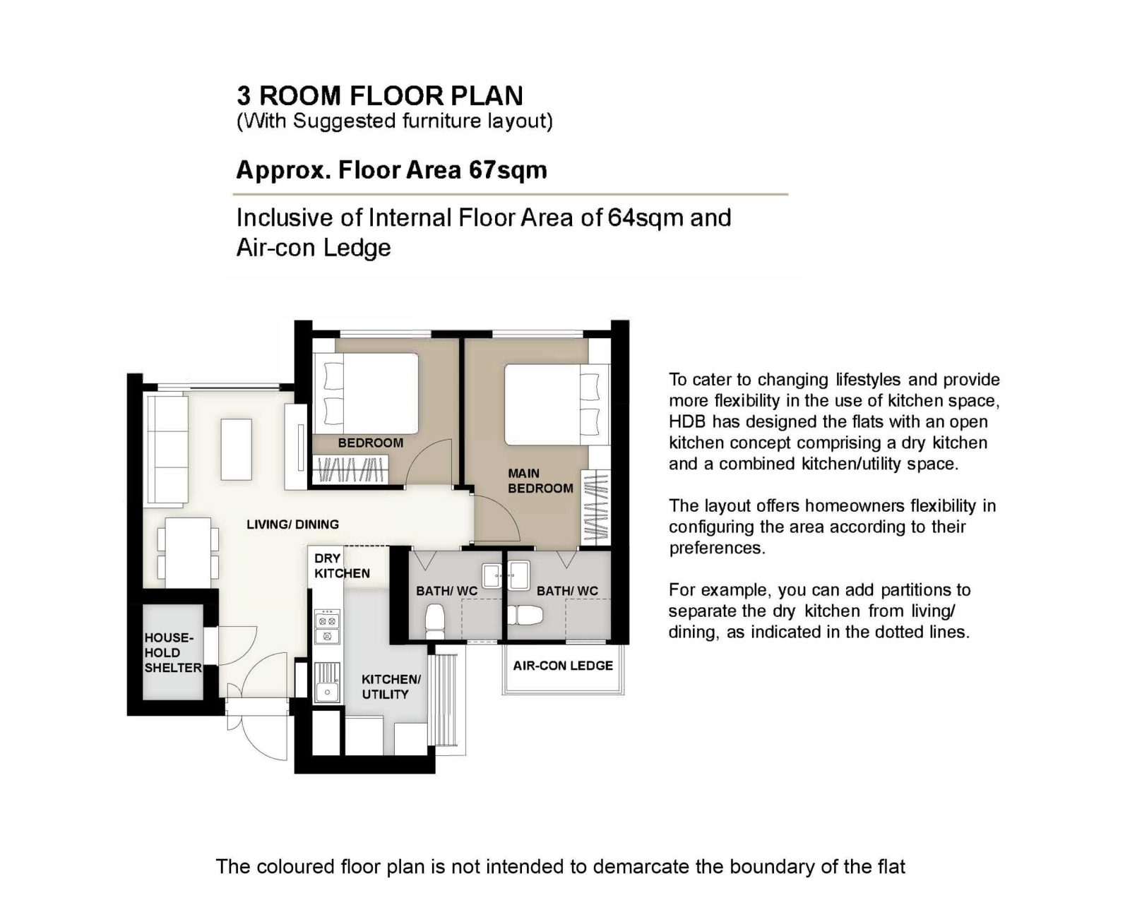 Clementi Emerald 3 Room Floor Plan
