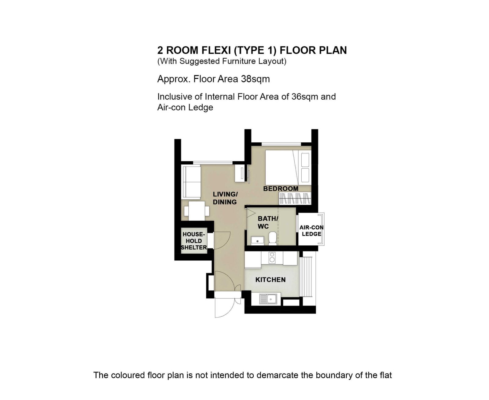 Toa Payoh Ascent 2 Room Flexi Floor Plan