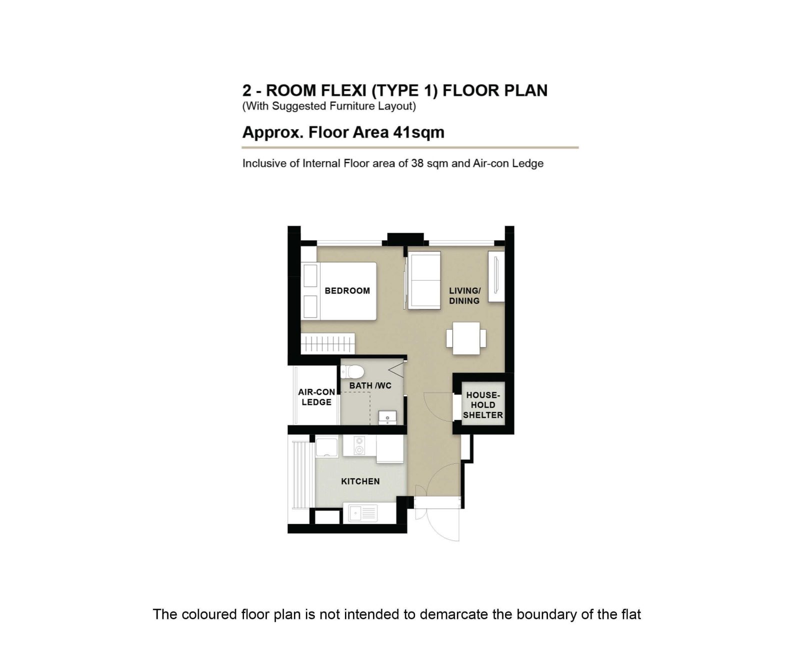 Bangkit Breeze 2 Room Flexi Type 1 Floor Plan