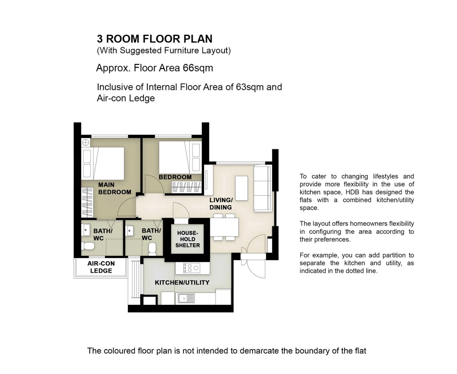 Toa Payoh Ascent 3 Room Floor Plan