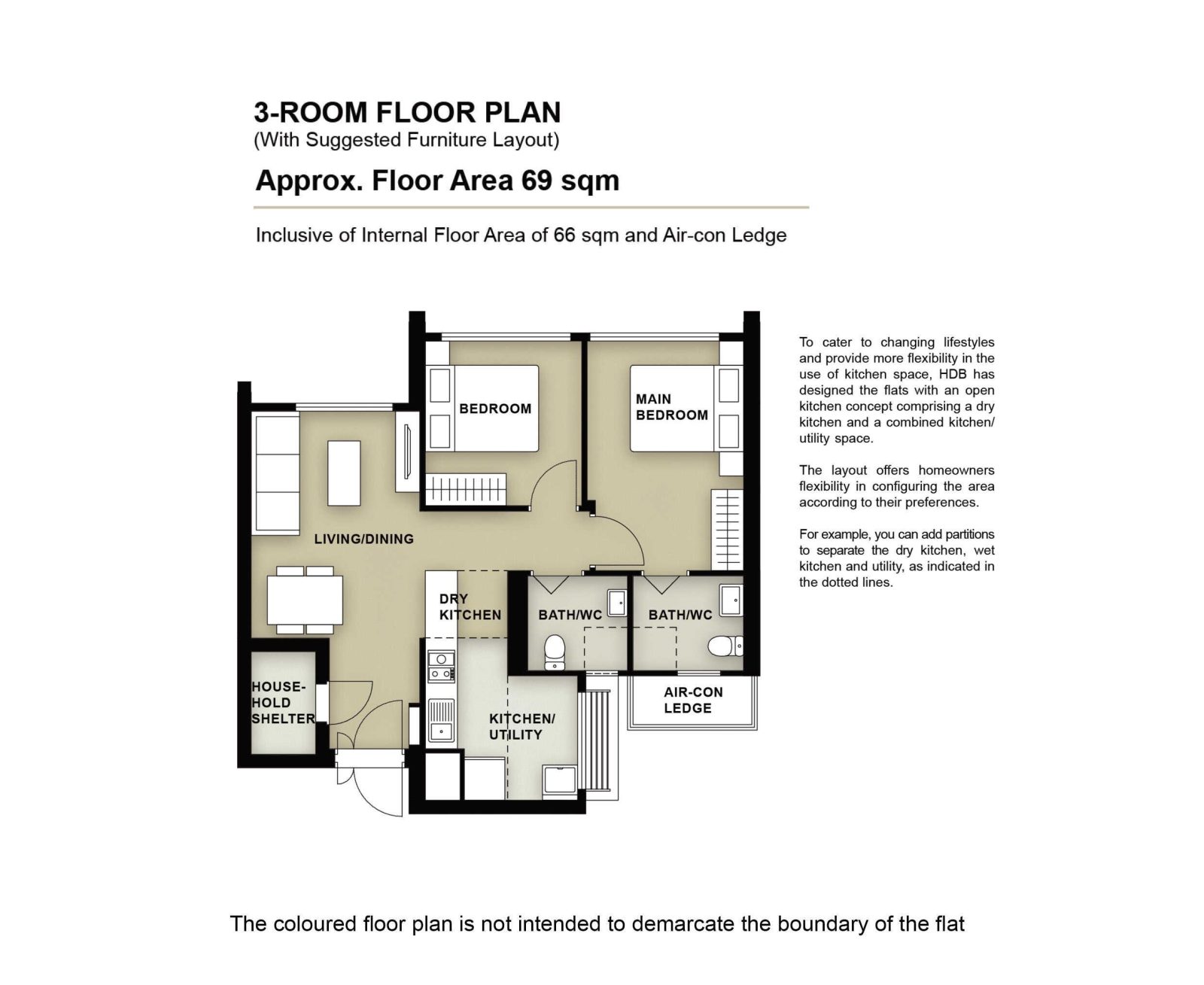 Sembawang Beacon 3 Room Floor Plan