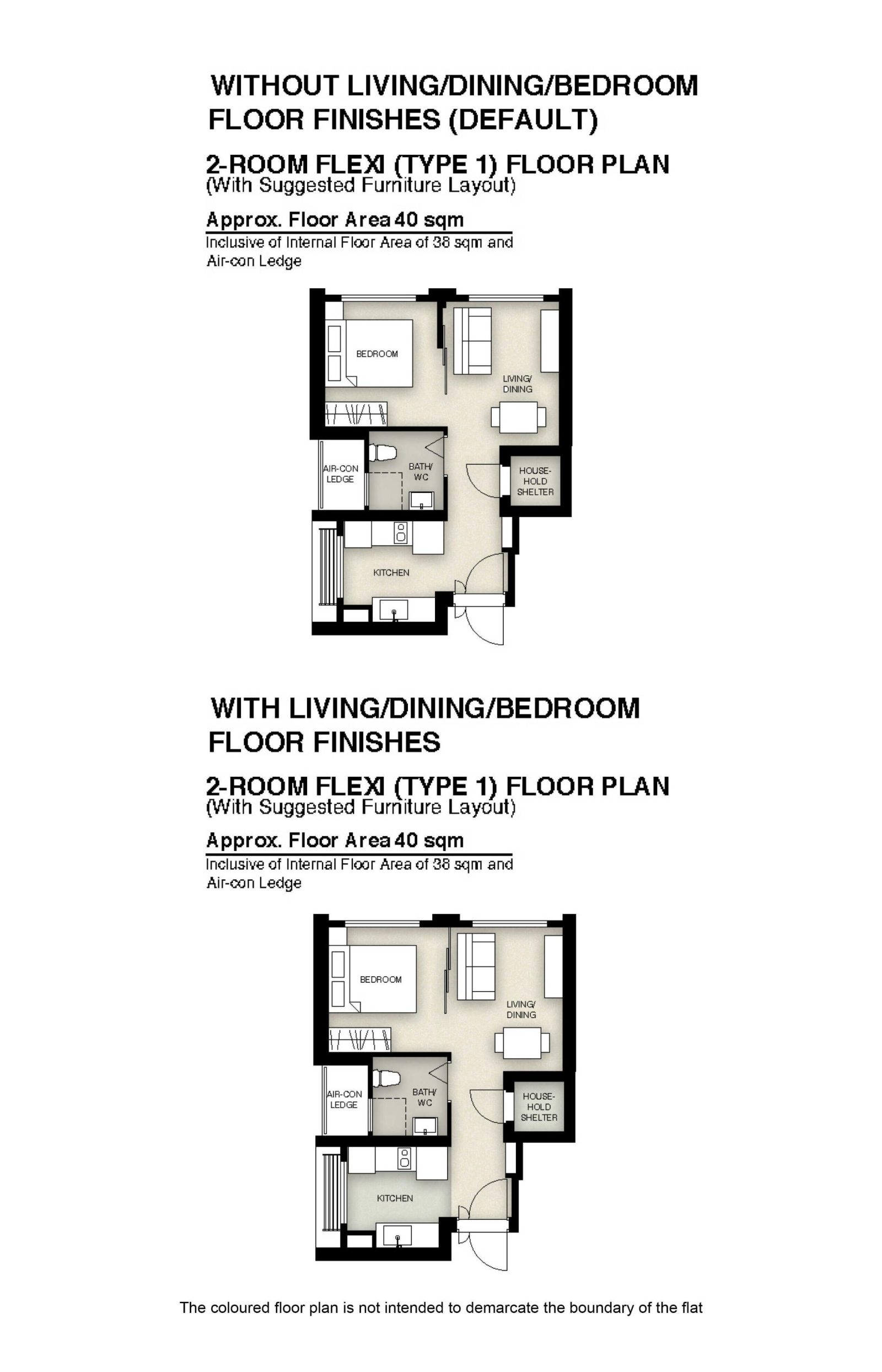 Simei Symphony 2 Room Flexi Type 1 Floor Plan