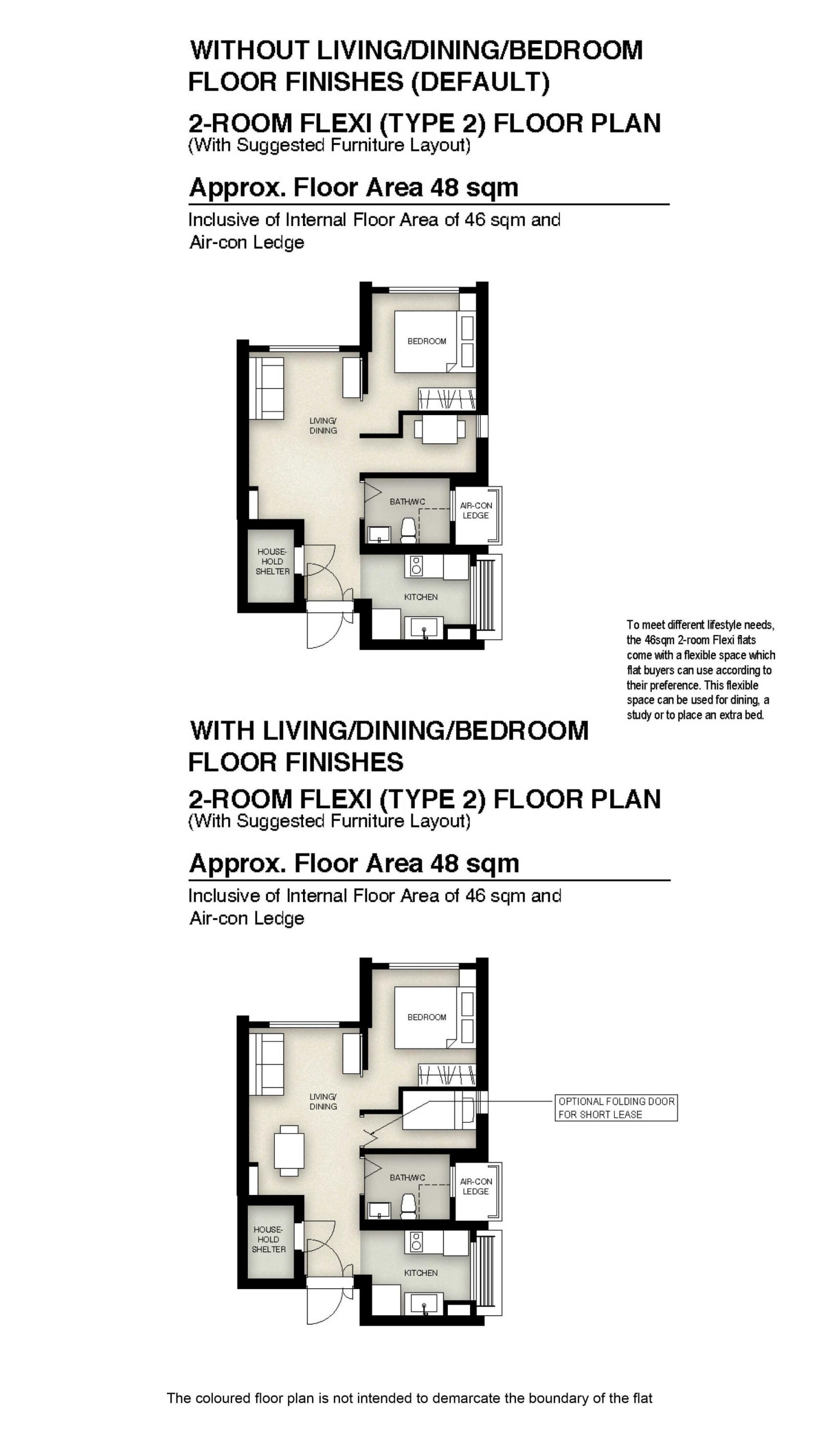 Simei Symphony 2 Room Flexi Type 2 Floor Plan