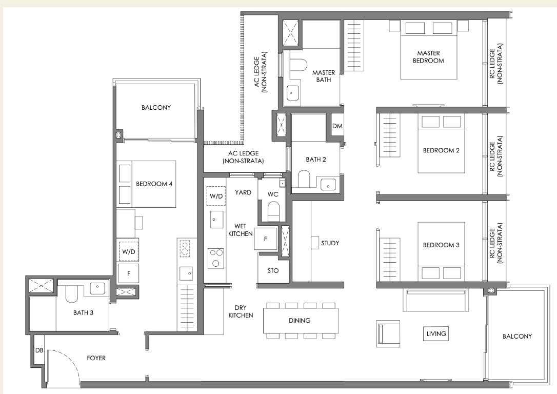 Nava Grove Type DS 4-bedroom plus study floor plan, 1,464 sq ft