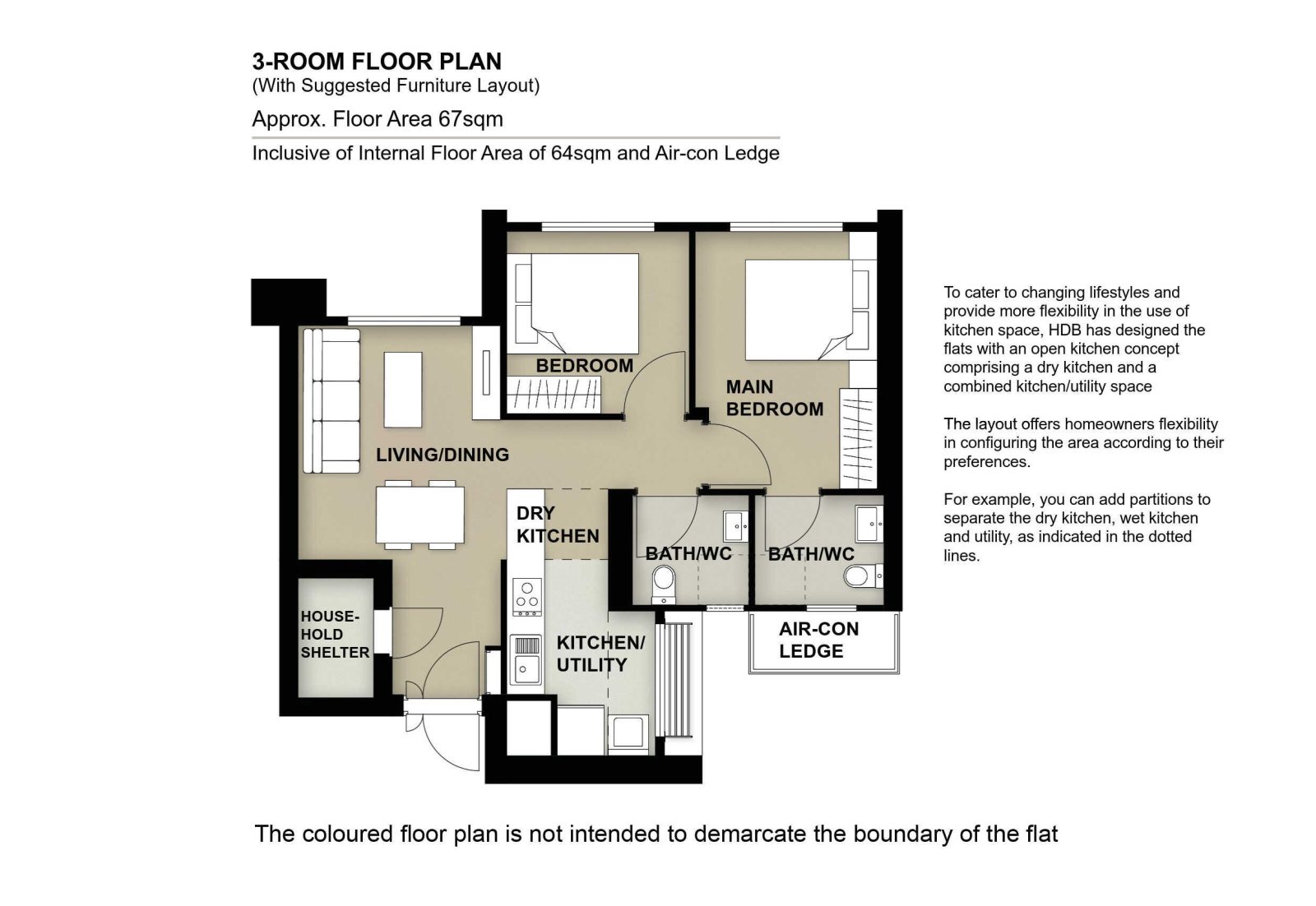 belayer residences 3 room flat floor plan