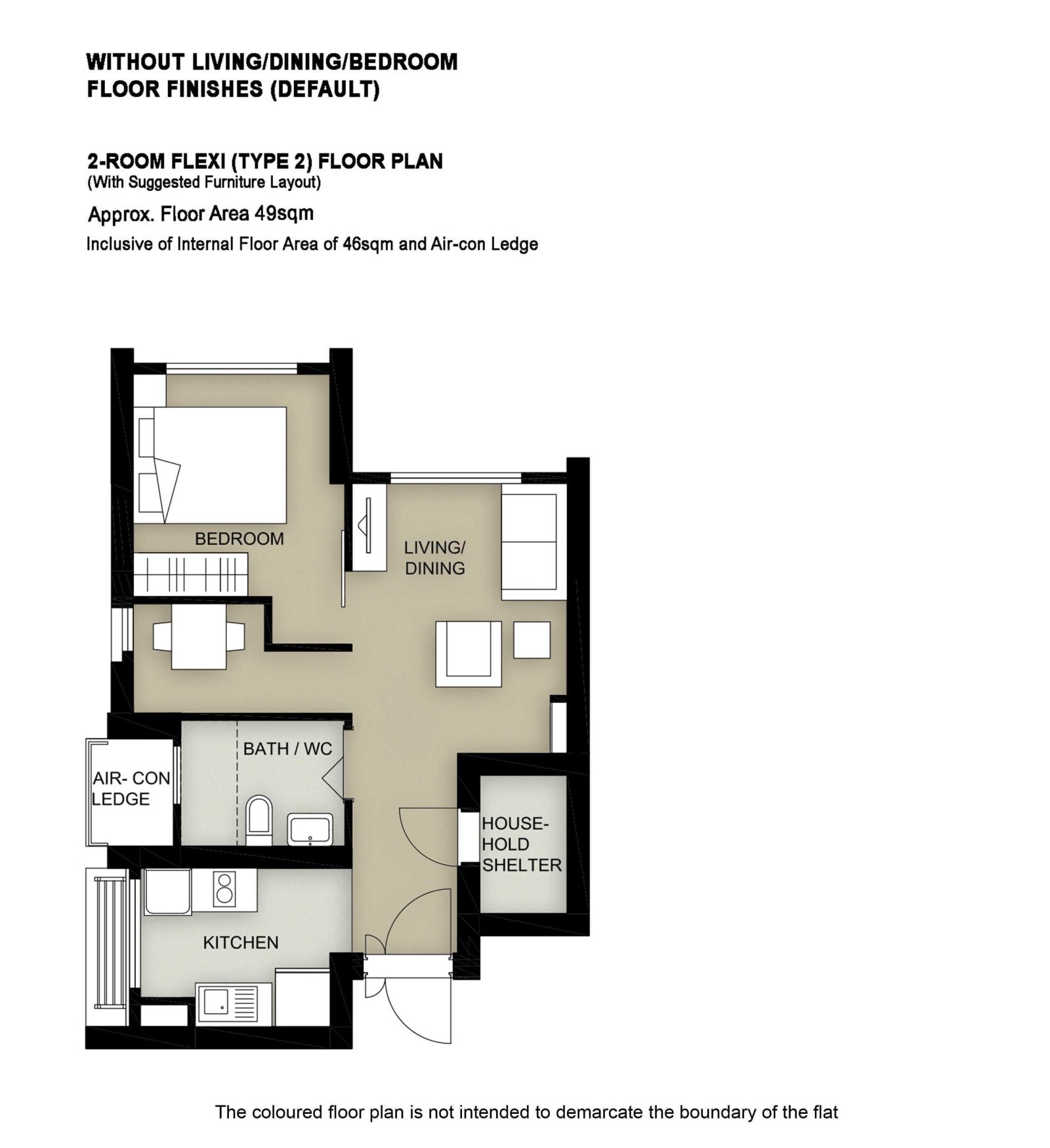 2 Room Flexi Type 2 Floor Plan 1