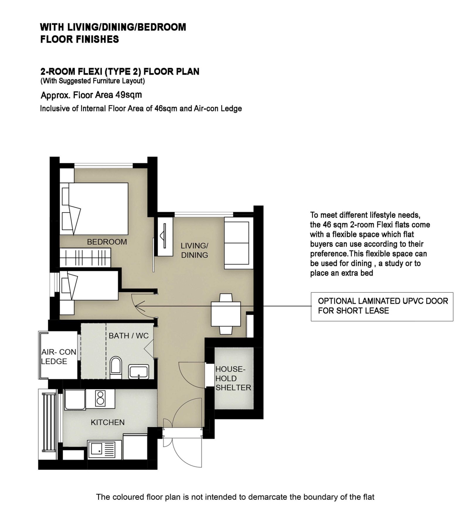 2 Room Flexi Type 2 Floor Plan 2