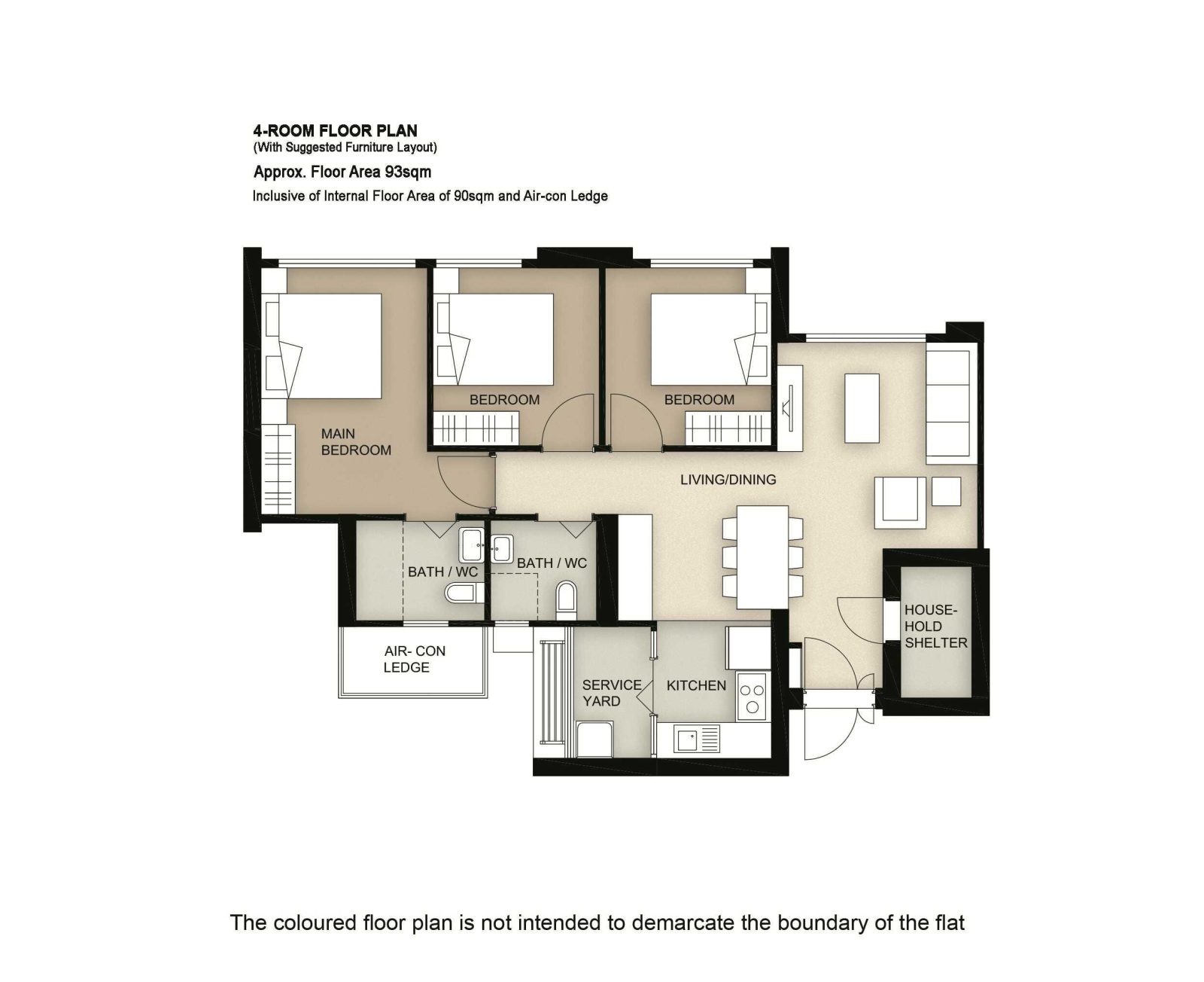 4 Room Flat Floor Plan