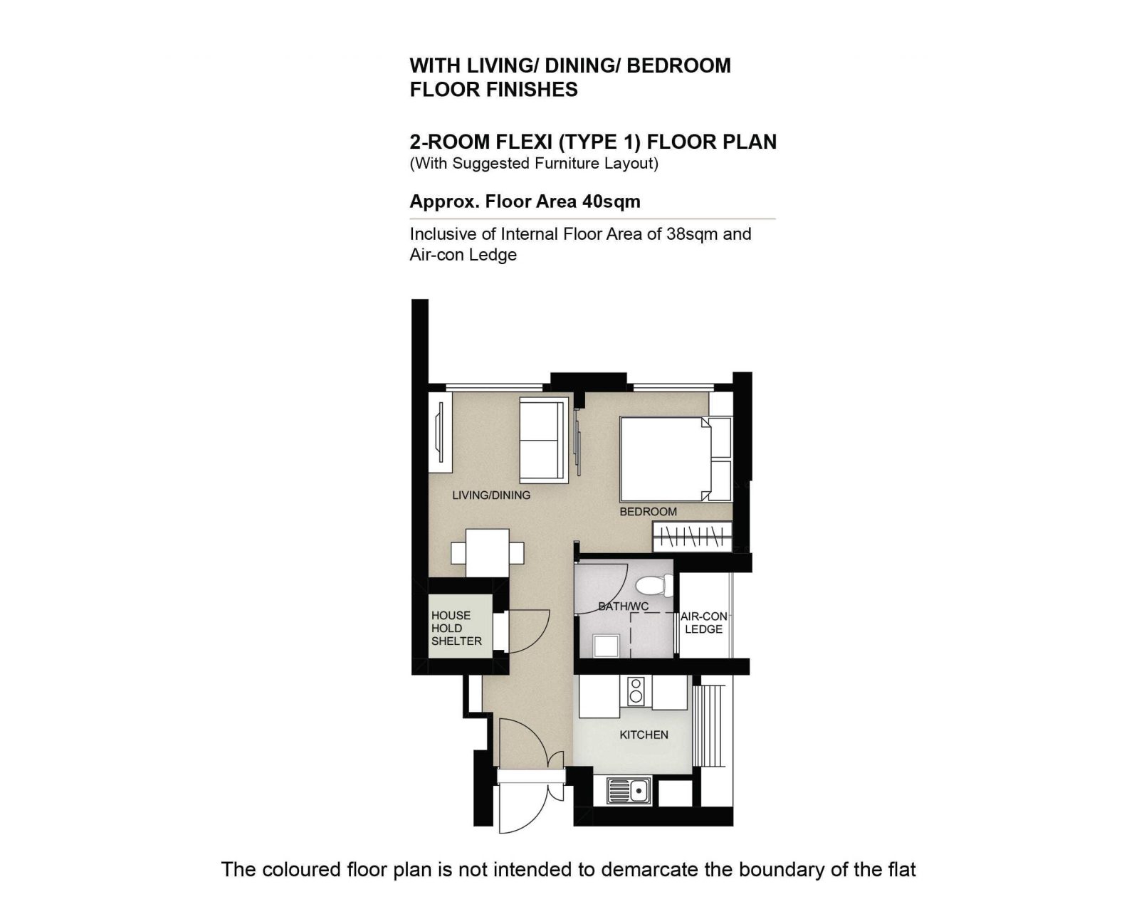 2 Room Flexi Type 1 Floor Plan 1