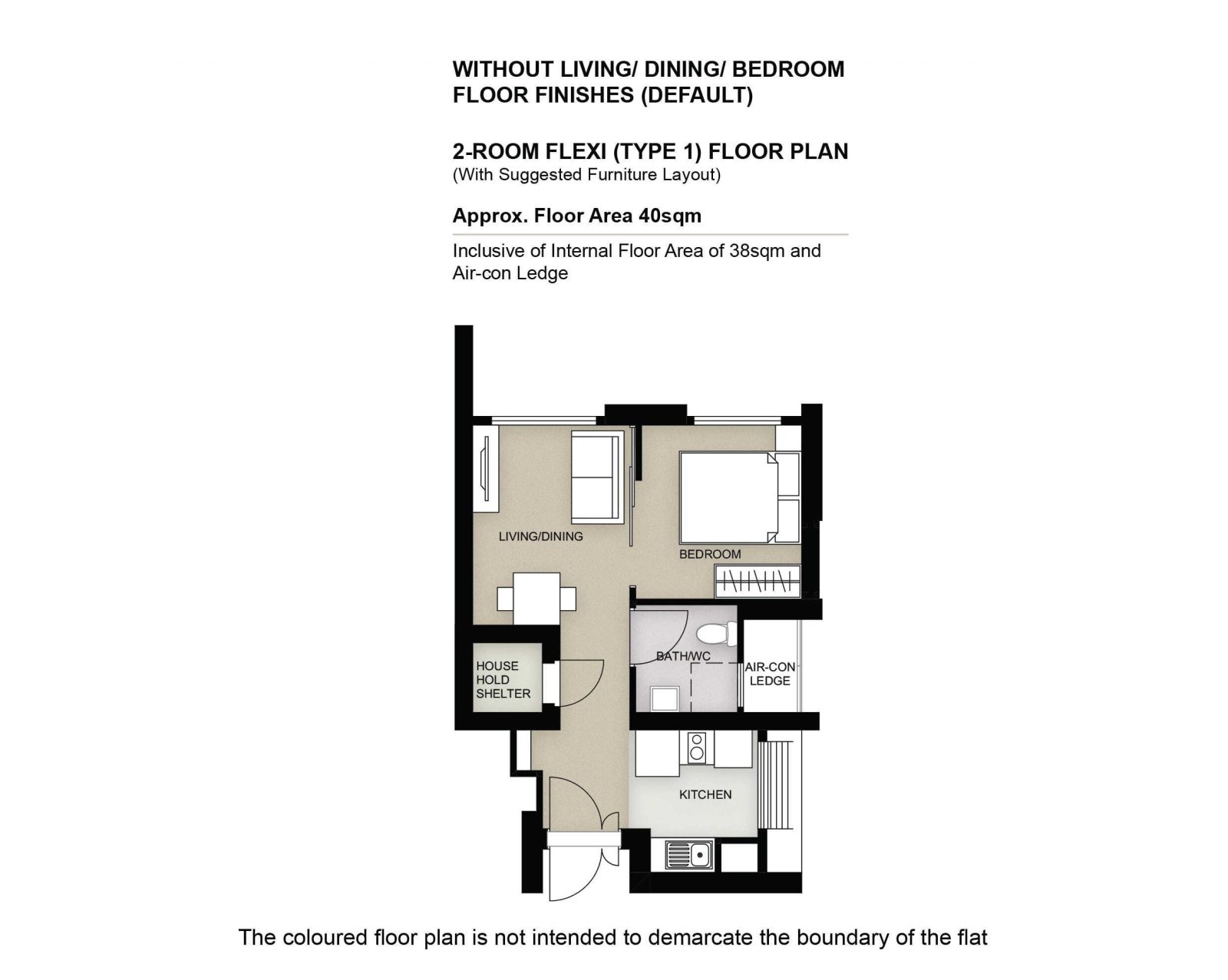 2 Room Flexi Type 1 Floor Plan
