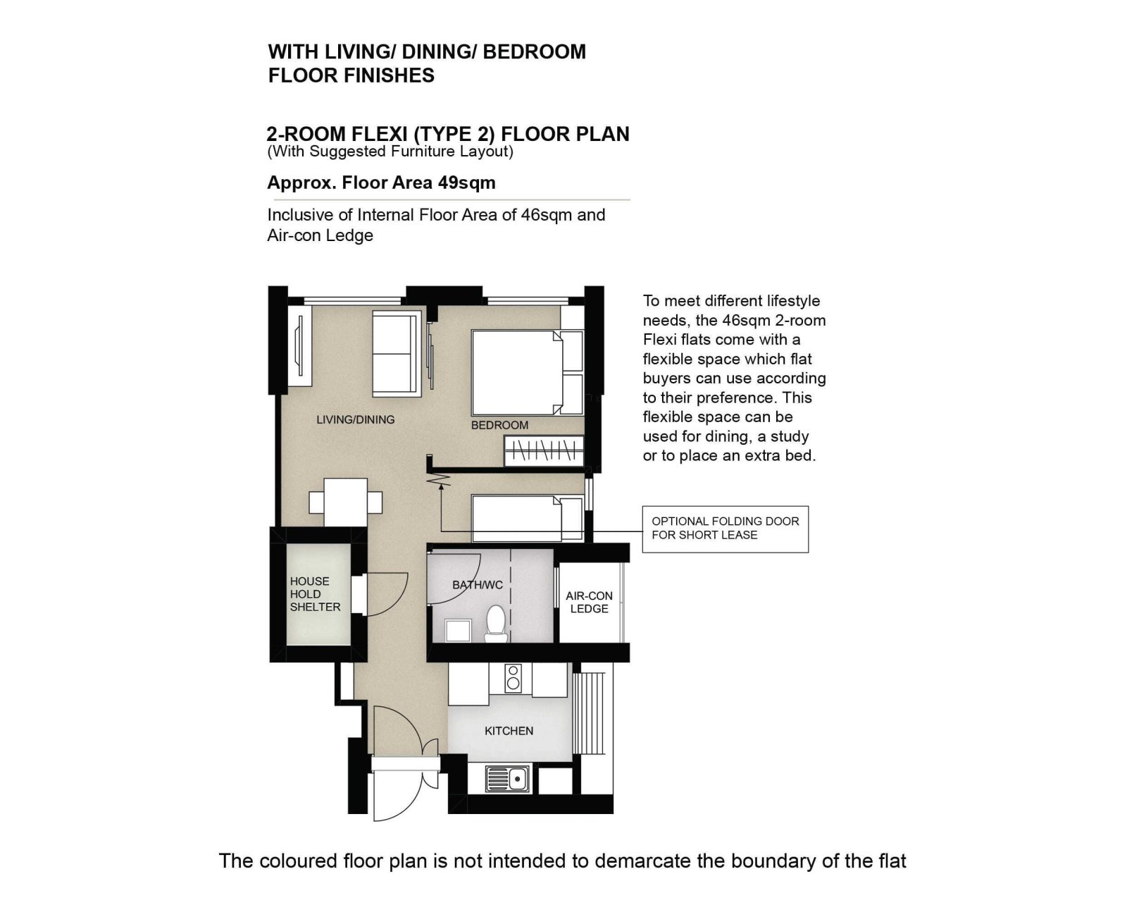 2 Room Flexi Type 2 Floor Plan 1