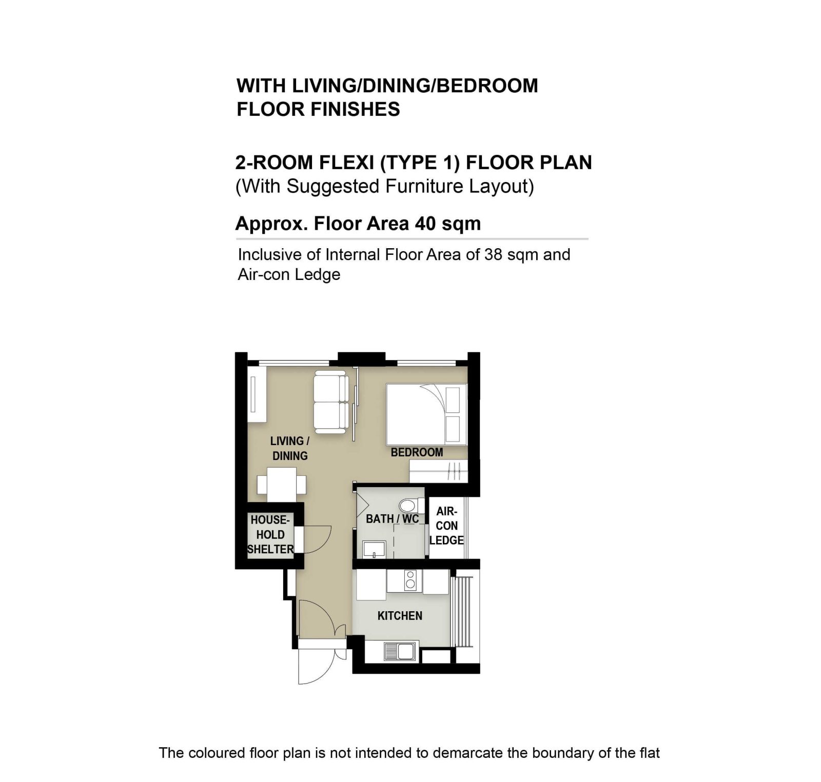 2 Room Flexi Type 1 Floor Plan 1