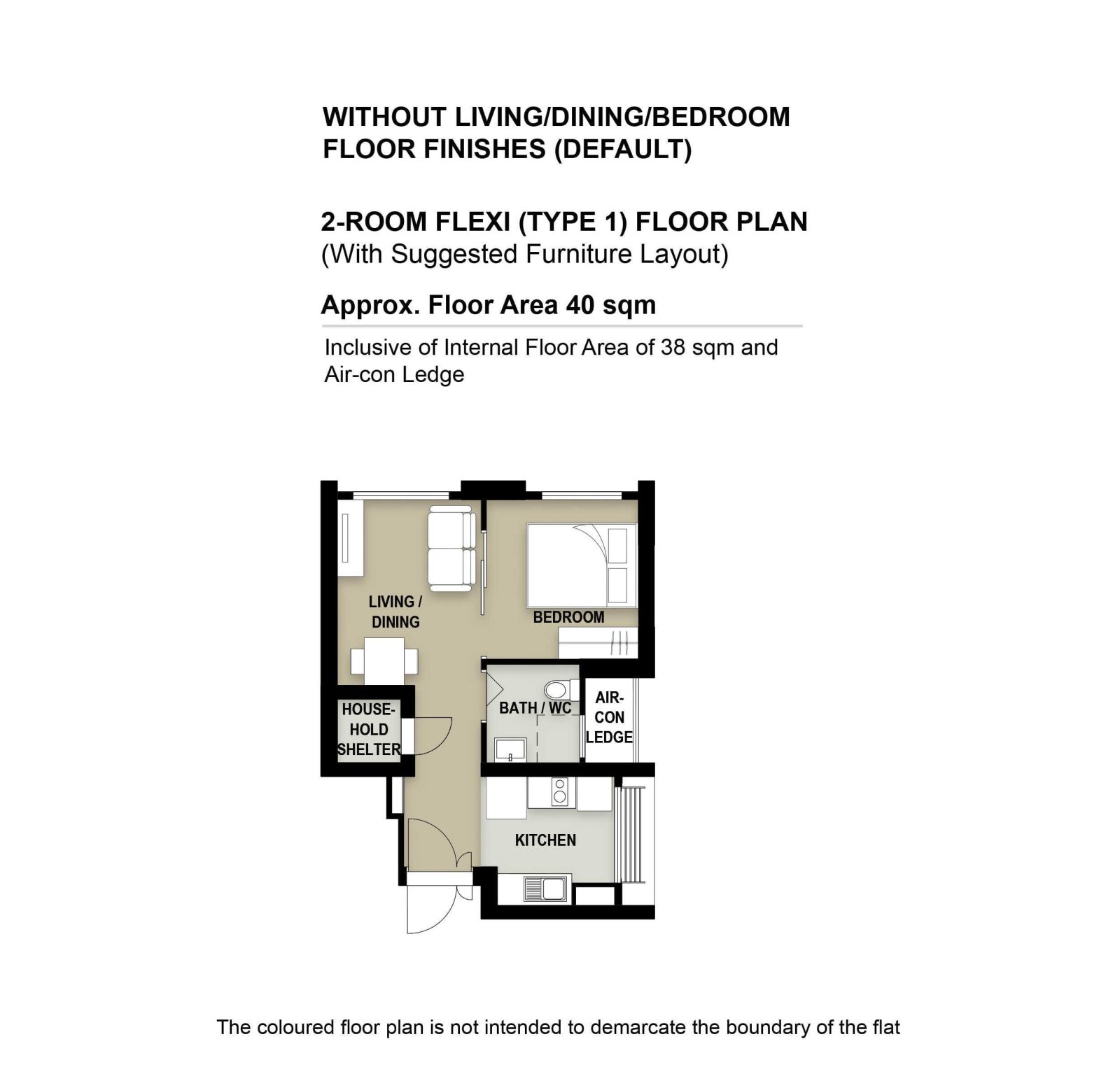 2 Room Flexi Type 1 Floor Plan